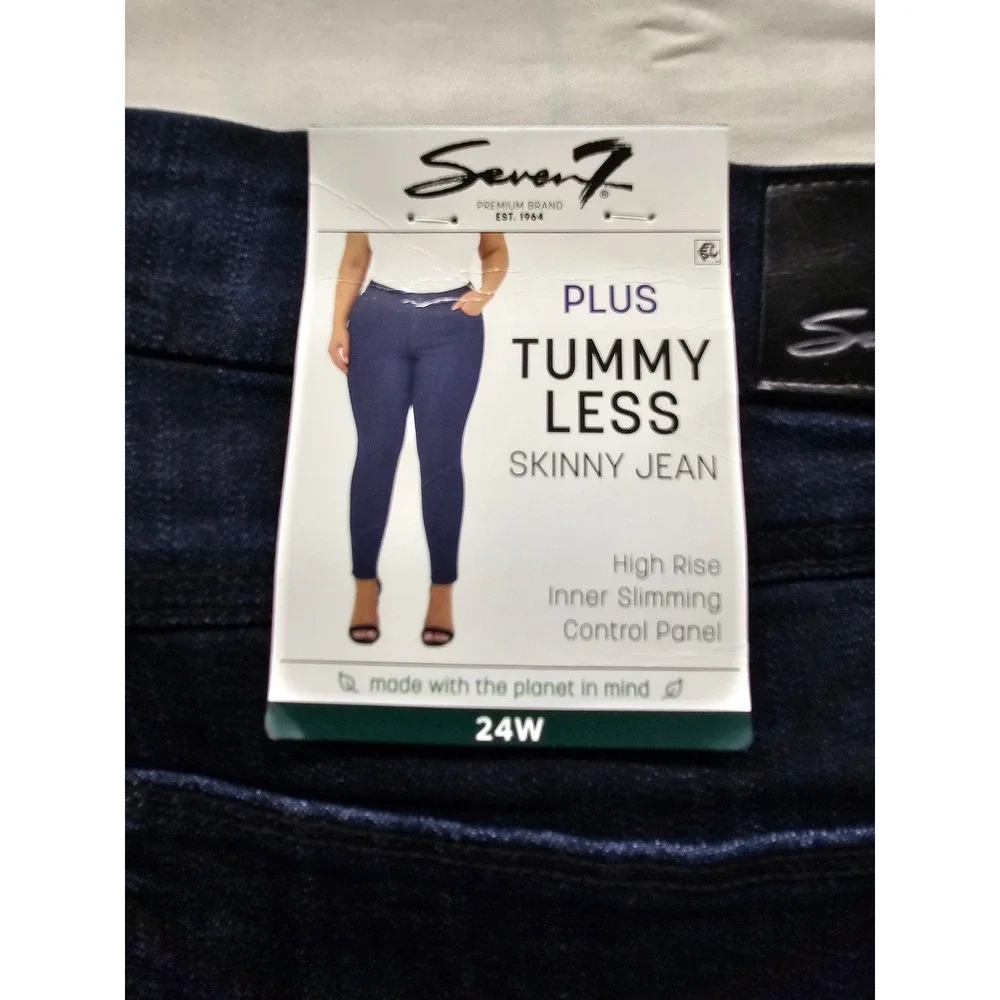 Seven7 Womens High Rise Skinny Jeans Blue Cotton Blend Casual Size 24W